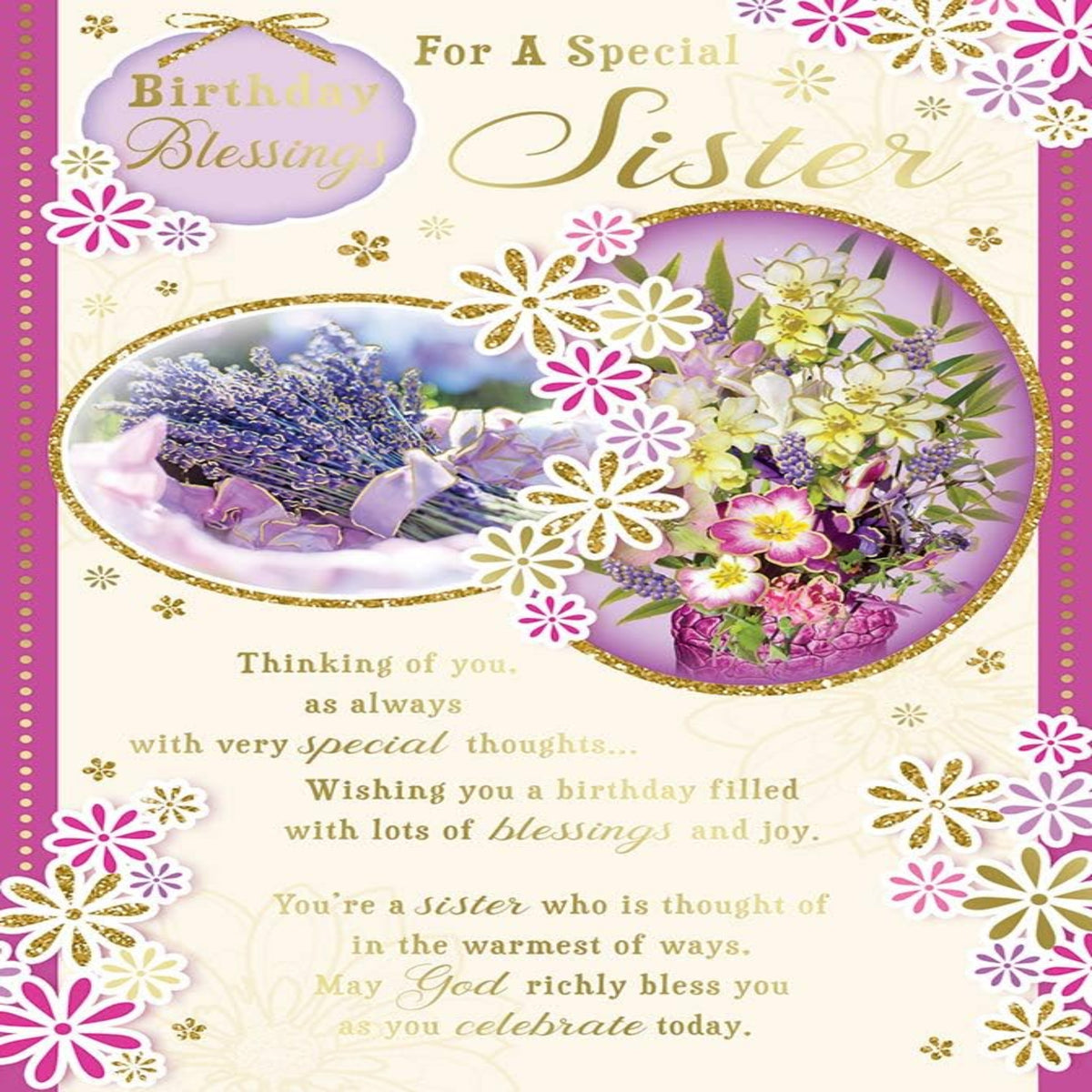 Religious Birthday Card for Sister – Forever Blessed - 22.8 x 15.3 cm