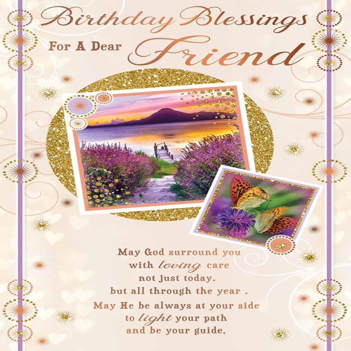 Religious Friend Greeting Card – Traditional Blessing Design - 22.8 x 15.3 cm