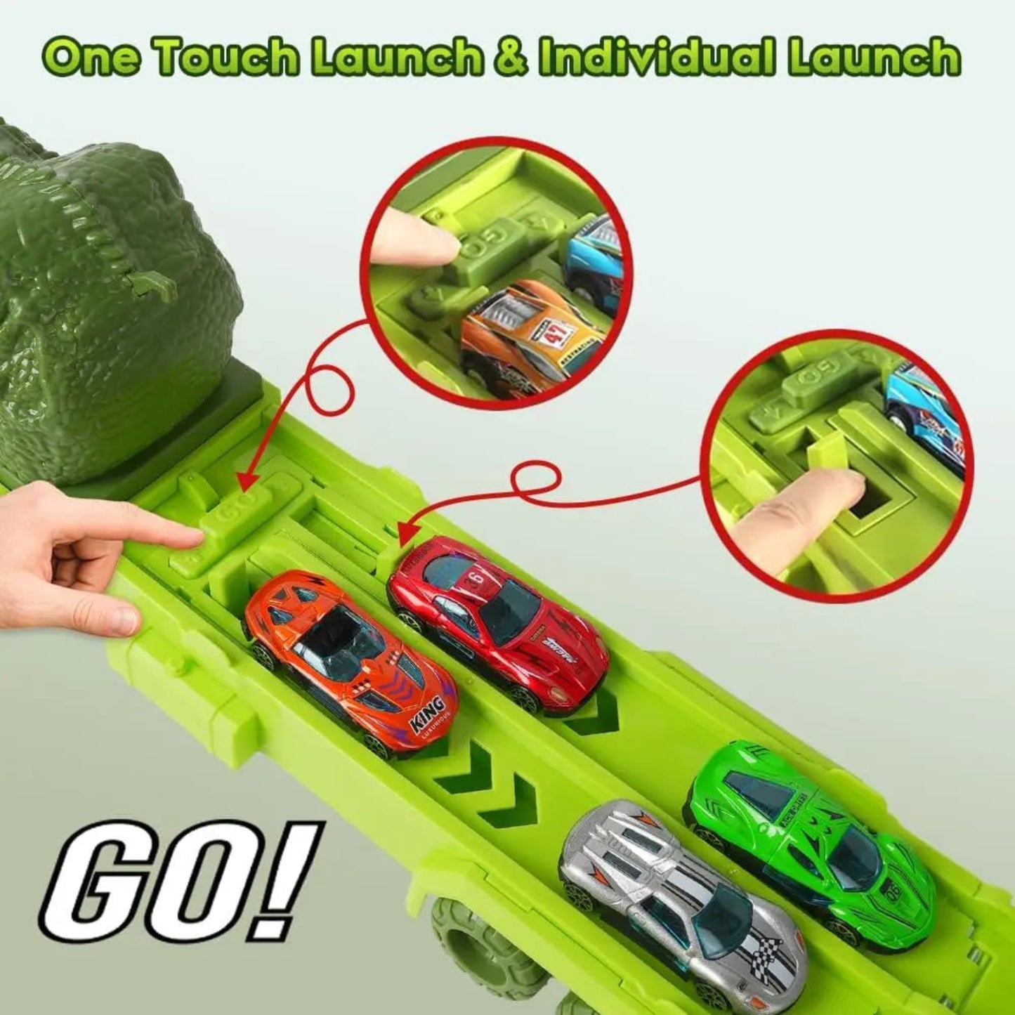 1.7M Launch Dinosaur Truck 6X Cars Toy for Kids Race Track Truck Cars Carrier Vehicles Toys Set Boys Girls Gifts