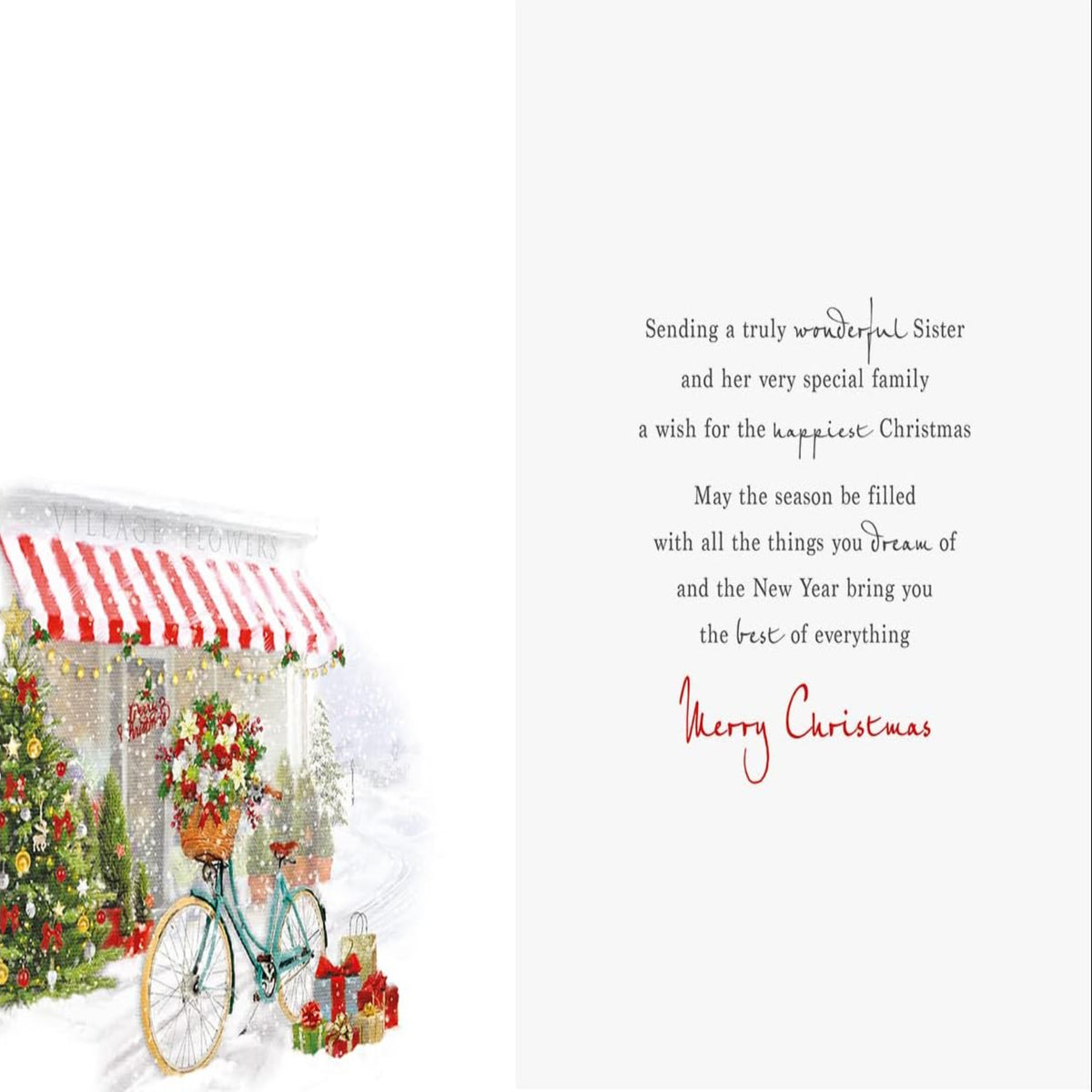 Sister and Family Christmas Card – Traditional Festive Greeting Card - 9 x 6 inches