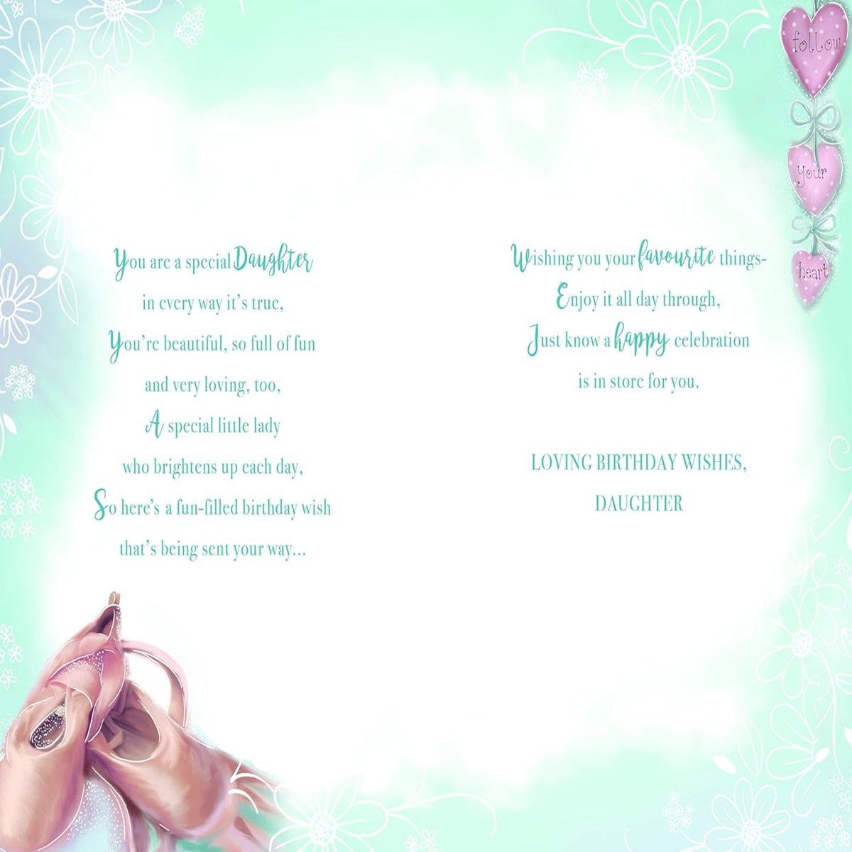 Special Days Daughter Birthday Card | Cute Ballerina Shoes Birthday Card - 15.2 cm x 22.8 cm