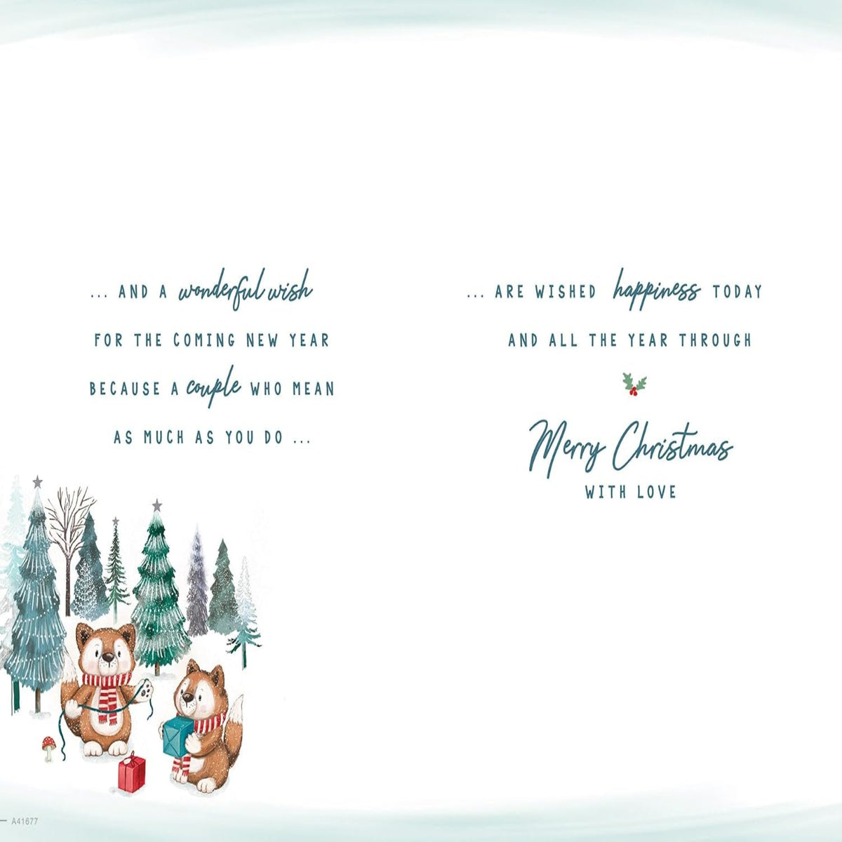 Very Special Granddaughter & Husband Christmas Card – Cute Foxes - Piccadilly Greetings - 9 x 6 inches