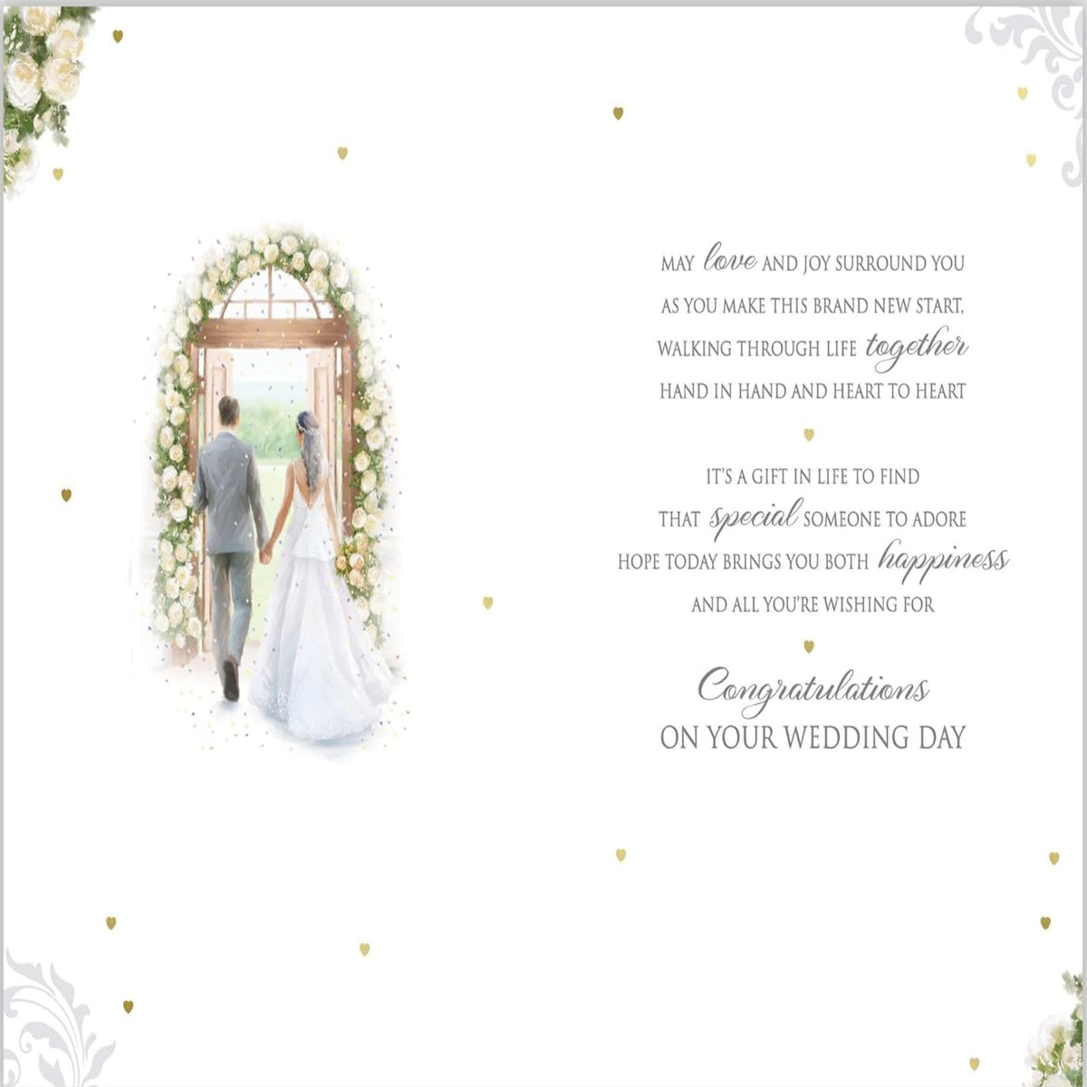 Wedding Card for Grandson & Wife | Elegant Paper Rose Congratulations Card - 228 x 153mm