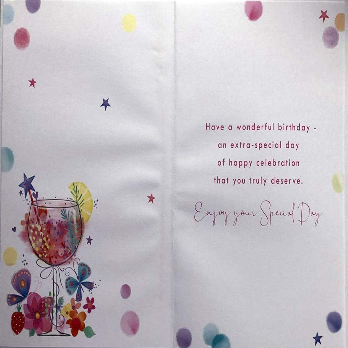 Wonderful Wife Birthday Card with Gin Glass Design | Happy Birthday Greeting Card - Lovely Verse - 15.2cm x 22.8cm