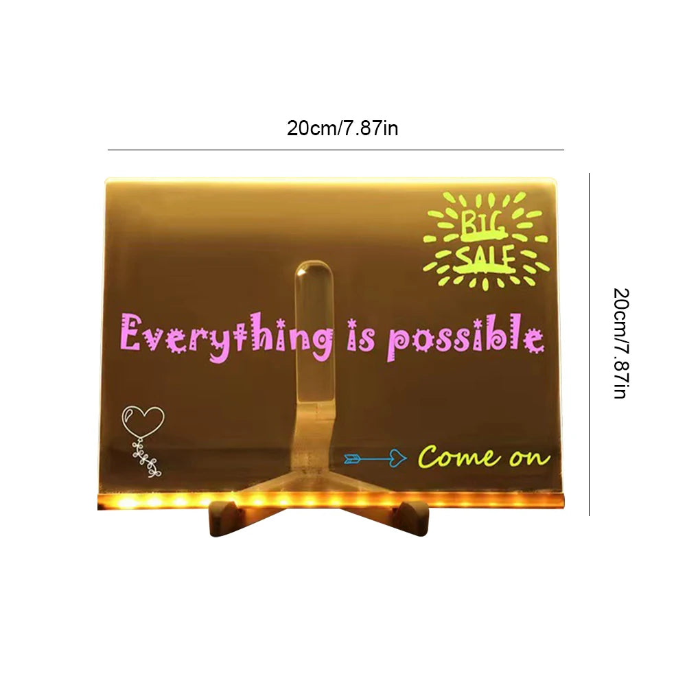 Light up Acrylic Message Board Rewritable DIY Children'S Glowing Drawing Board Message Lamp with 7 Colorful Pens