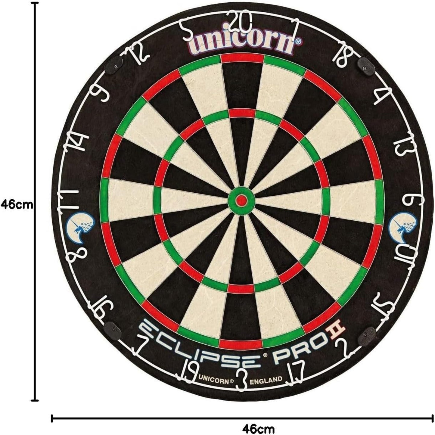 Dartboard | Eclipse Pro 2 | Flat Profile Number Ring | Championship Quality Sisal Bristle | Staple-Free Construction