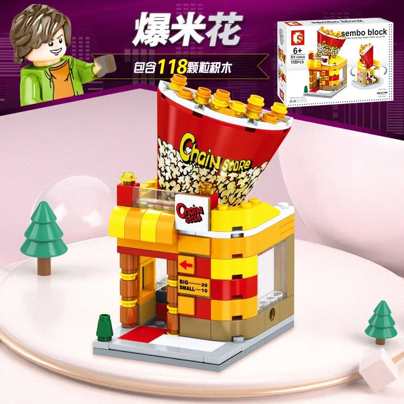 House Building Blocks Mini City Store Street View Snack Street Children'S Toys Boys and Girls Gifts Compatible with Lego