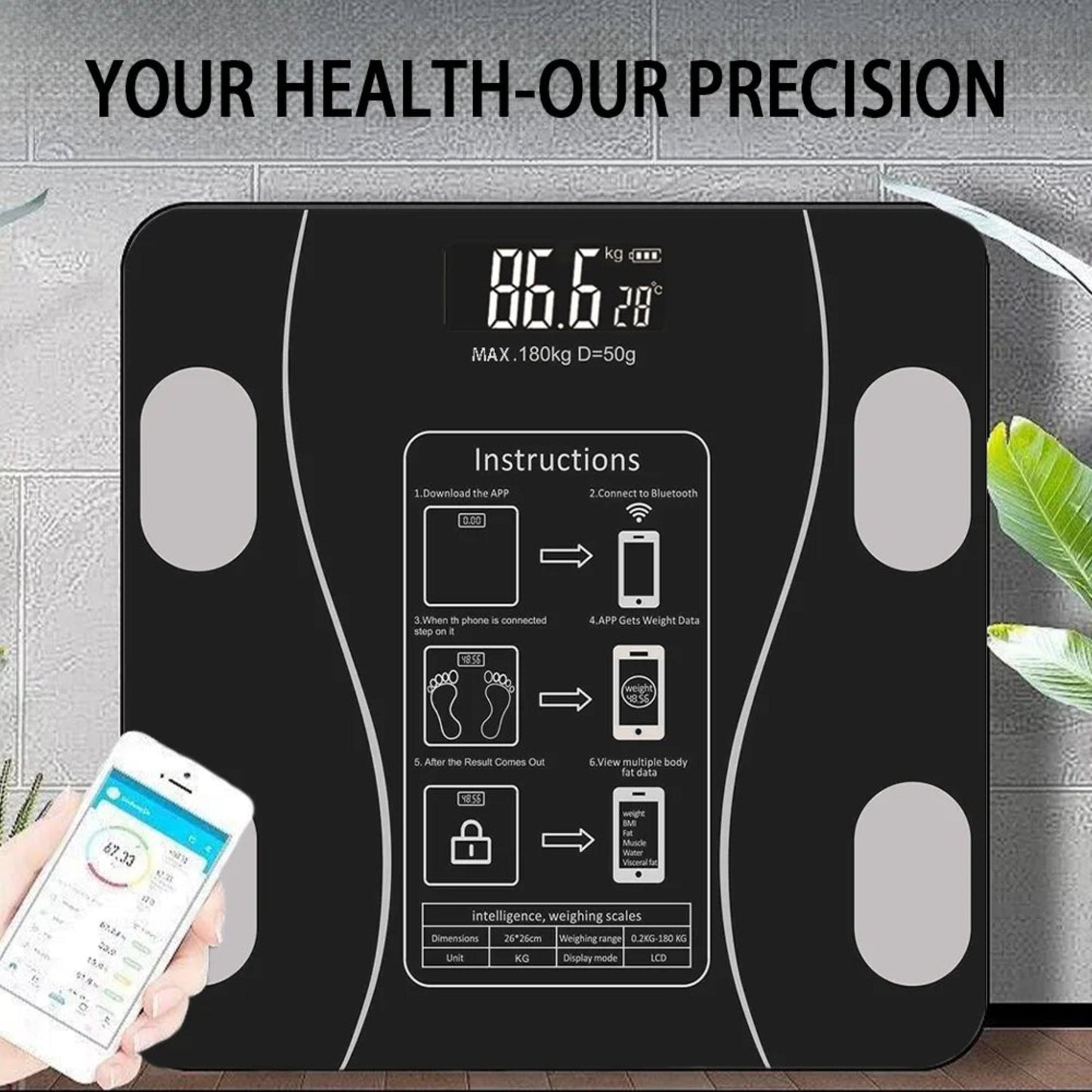 Intelligent Body Fat Scale Electronic Weighing Scale Smart Digital Bluetooth Fat Scale Body Composition Analyzer Weighing Scale
