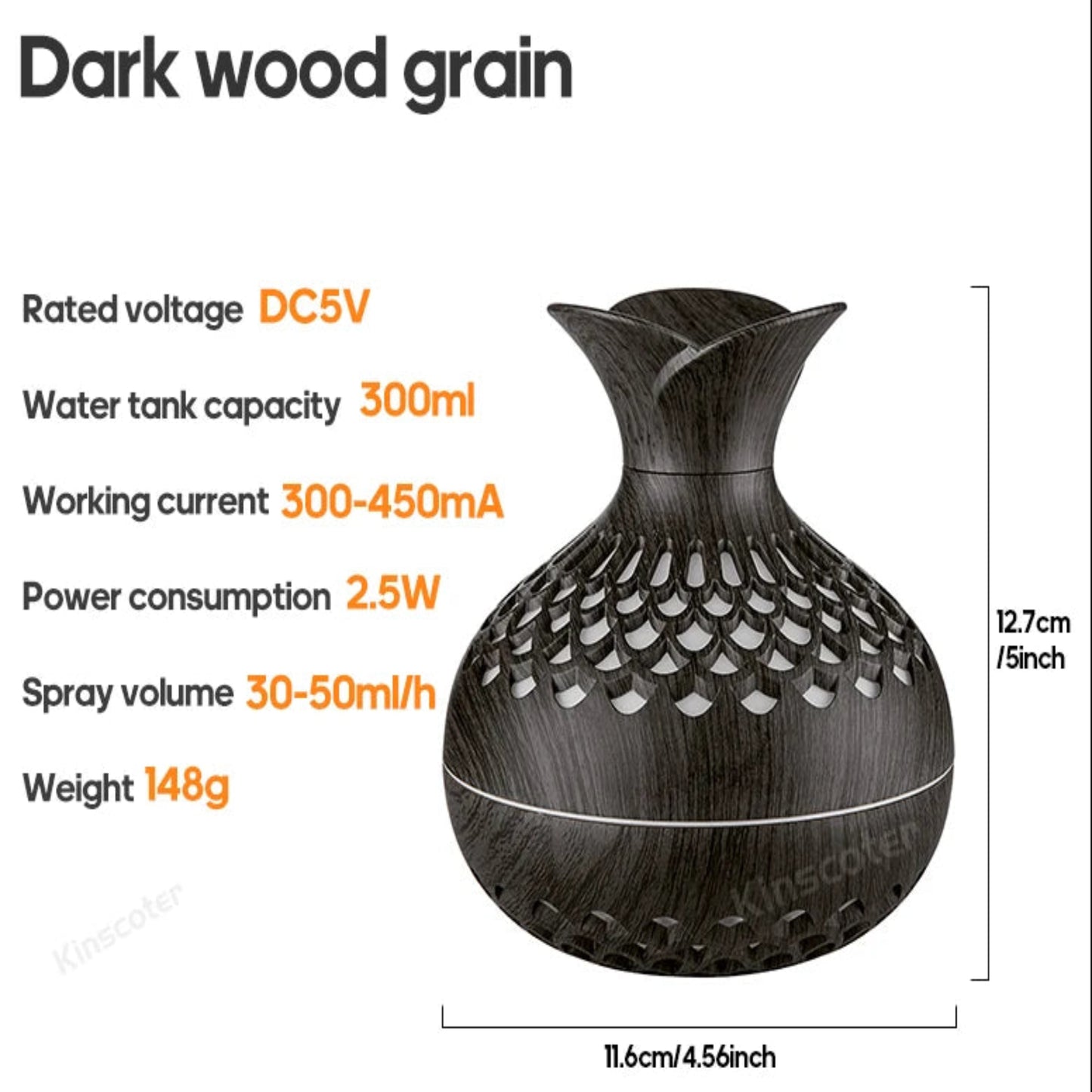 Wood Grain Humidifier 300Ml USB Aroma Diffuser Atomizer USB Household Humidifier Hydrating Instrument Desktop Humidifier