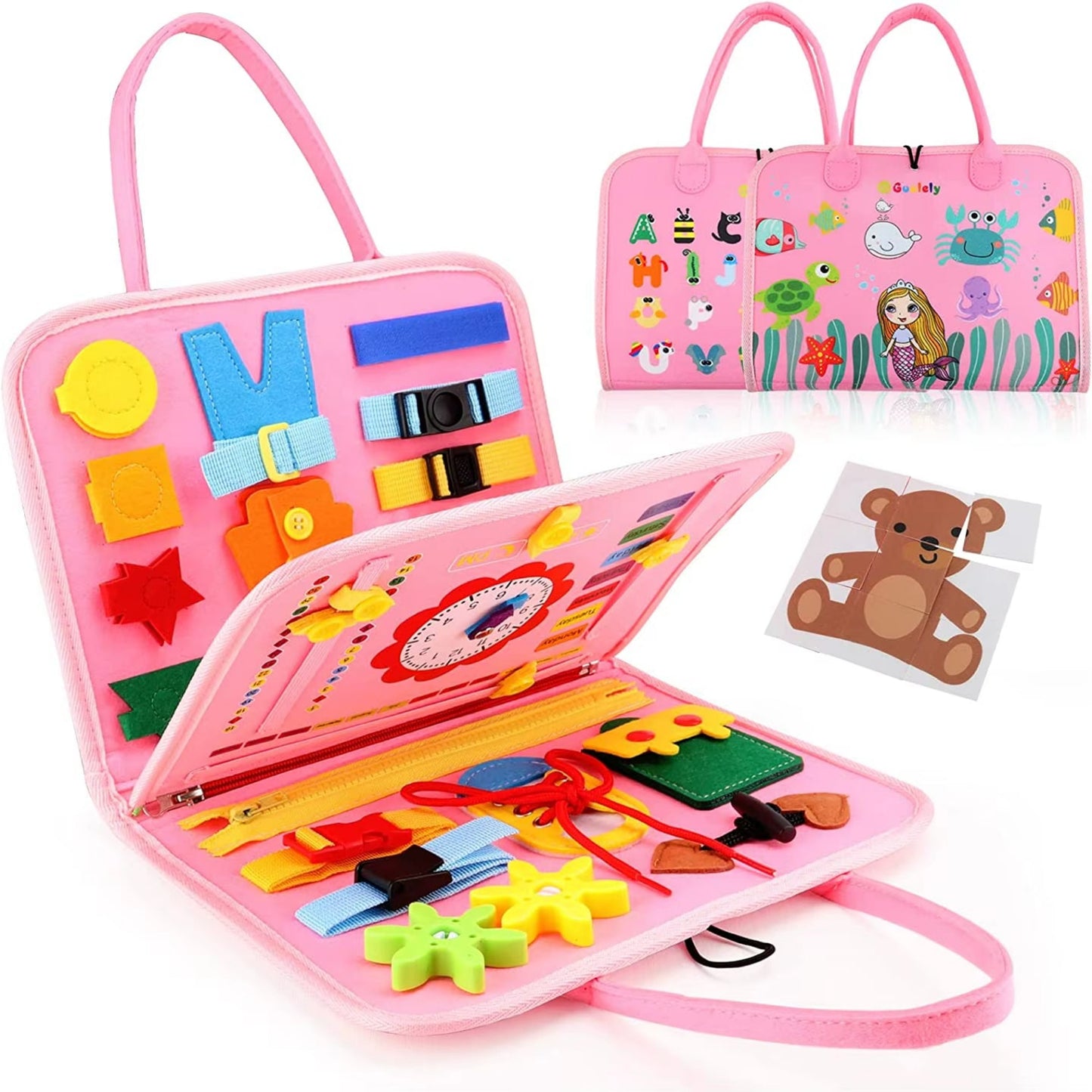 Montessori Toddler Busy Board,Autism Sensory Toys,Educational Activity Motor Skills Baby, Life Skills Learning Toys for Kids