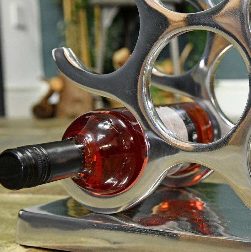 Modern Wine Bottle Stand Floor Standing Aluminium Bottle Silver Wine Rack Drinks