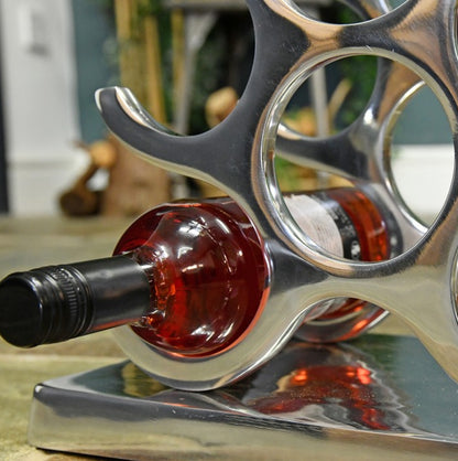 Modern Wine Bottle Stand Floor Standing Aluminium Bottle Silver Wine Rack Drinks
