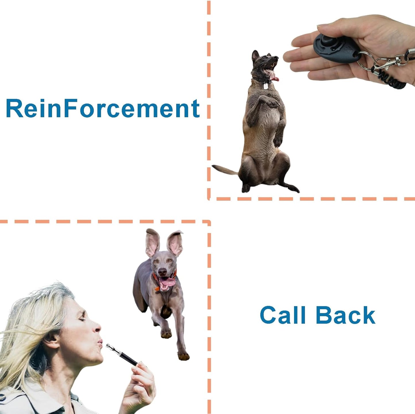 Dog Training Kit,Puppy Dog Treat Pouch Bag with Dog Clicker and Silent Whistle with Lanyard,Hands-Free Training Dog Treat Pouch,Includes Carabiner,For Pet Puppy Travel or Outdoor Use(Grey)