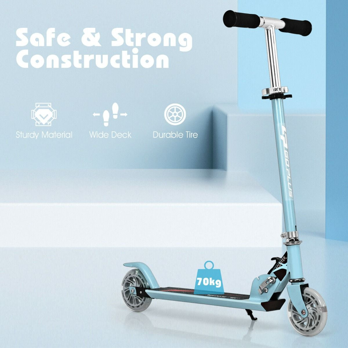 Kids Aluminum Folding Stunt Scooter with LED Wheels