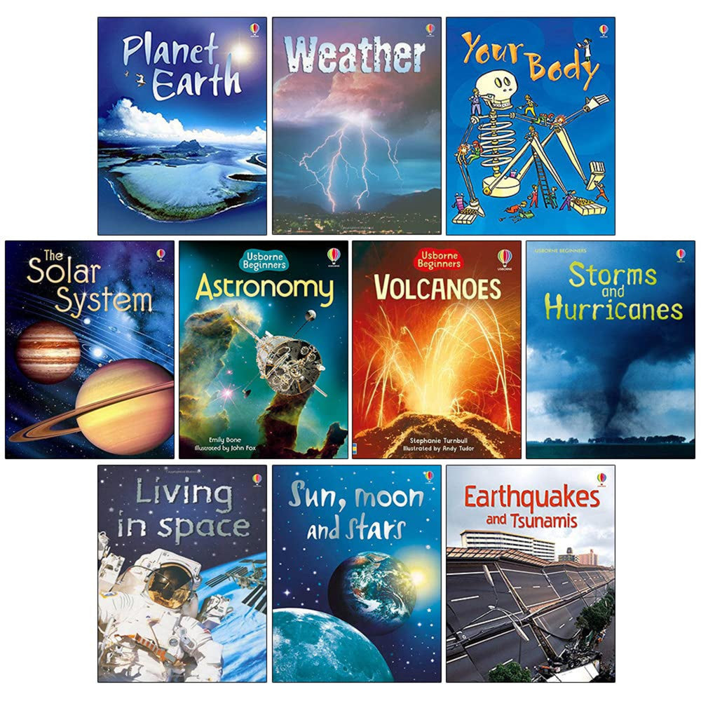 Usborne Beginners Science 10 Books Collection Set (Sun, Moon and Stars, Living I