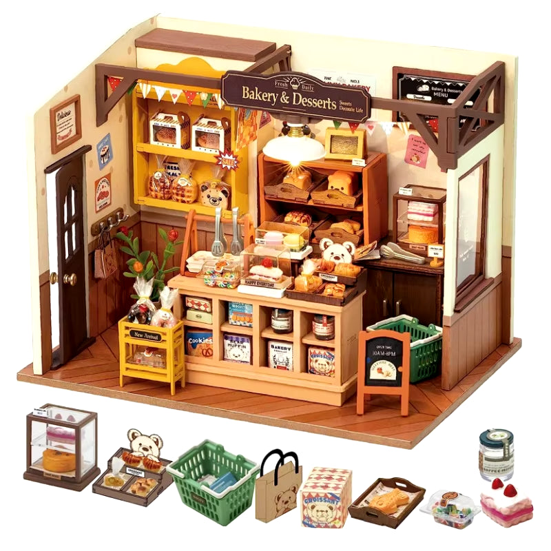 Rolife Becka'S Baking House 3D Puzzle DIY Miniature Dollhouse Kit Amazing Gift for Children DG161