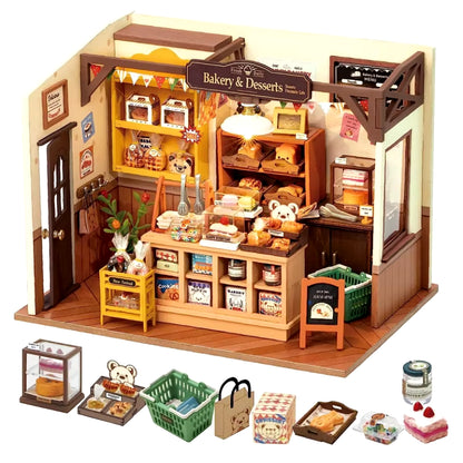 Rolife Becka'S Baking House 3D Puzzle DIY Miniature Dollhouse Kit Amazing Gift for Children DG161