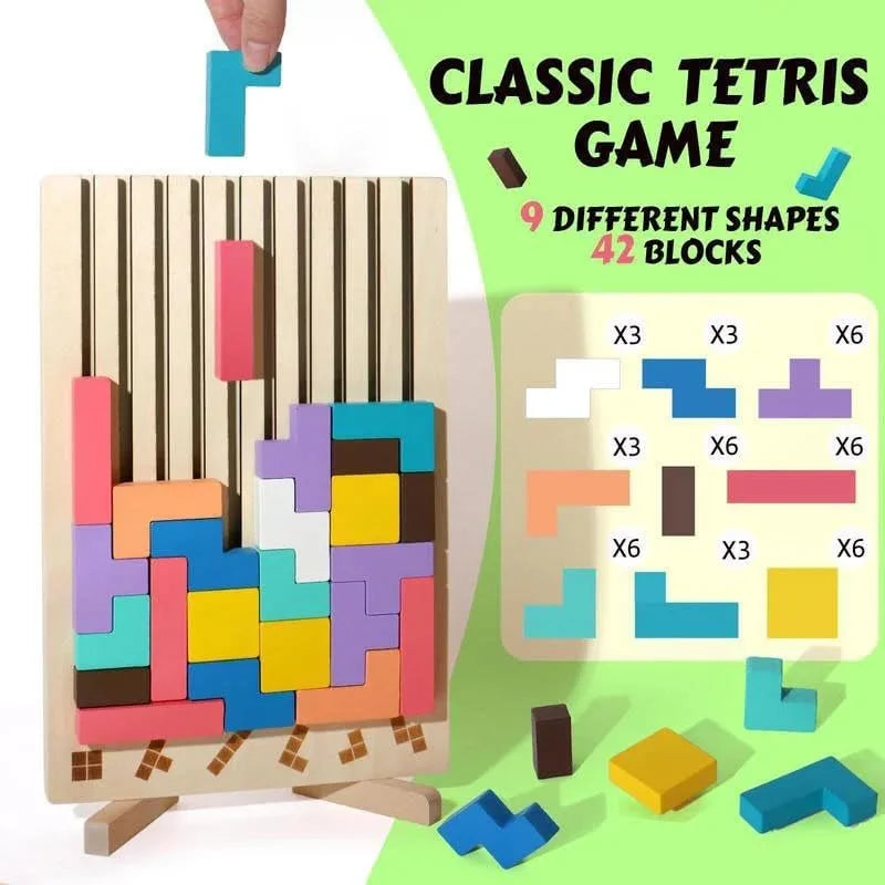 Wooden Puzzle Toy Stacking Game for Family Gathering Activity Brain Teaser STEM for Kids Adults Montessori Educational Sensory