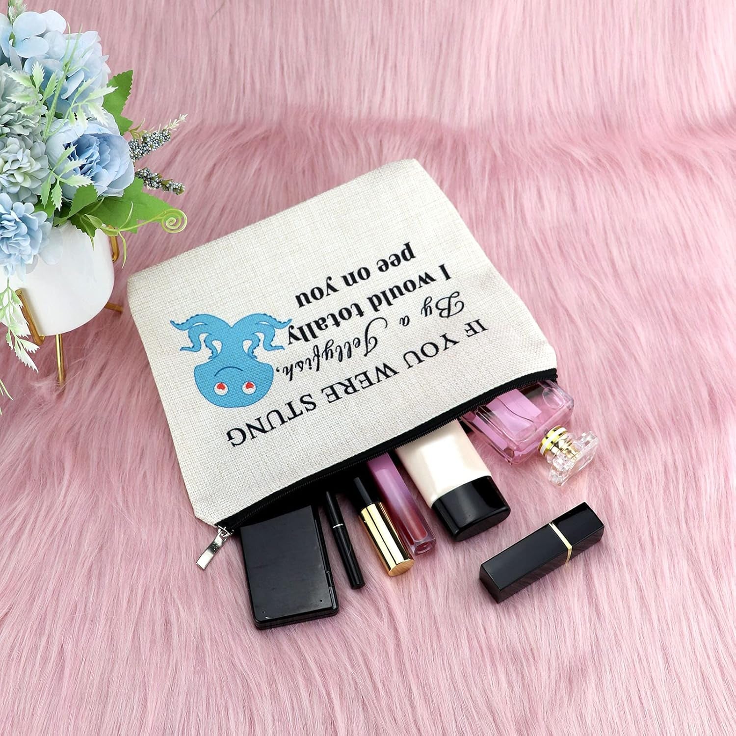 Friendship Gift Funny Friendship Makeup Bag Jellyfish Friendship Gift for Women Cosmetic Bag Best Friends Birthday Gifts for Women Female Teen Girls Christmas Graduation Gifts for Her Cosmetic Pouch