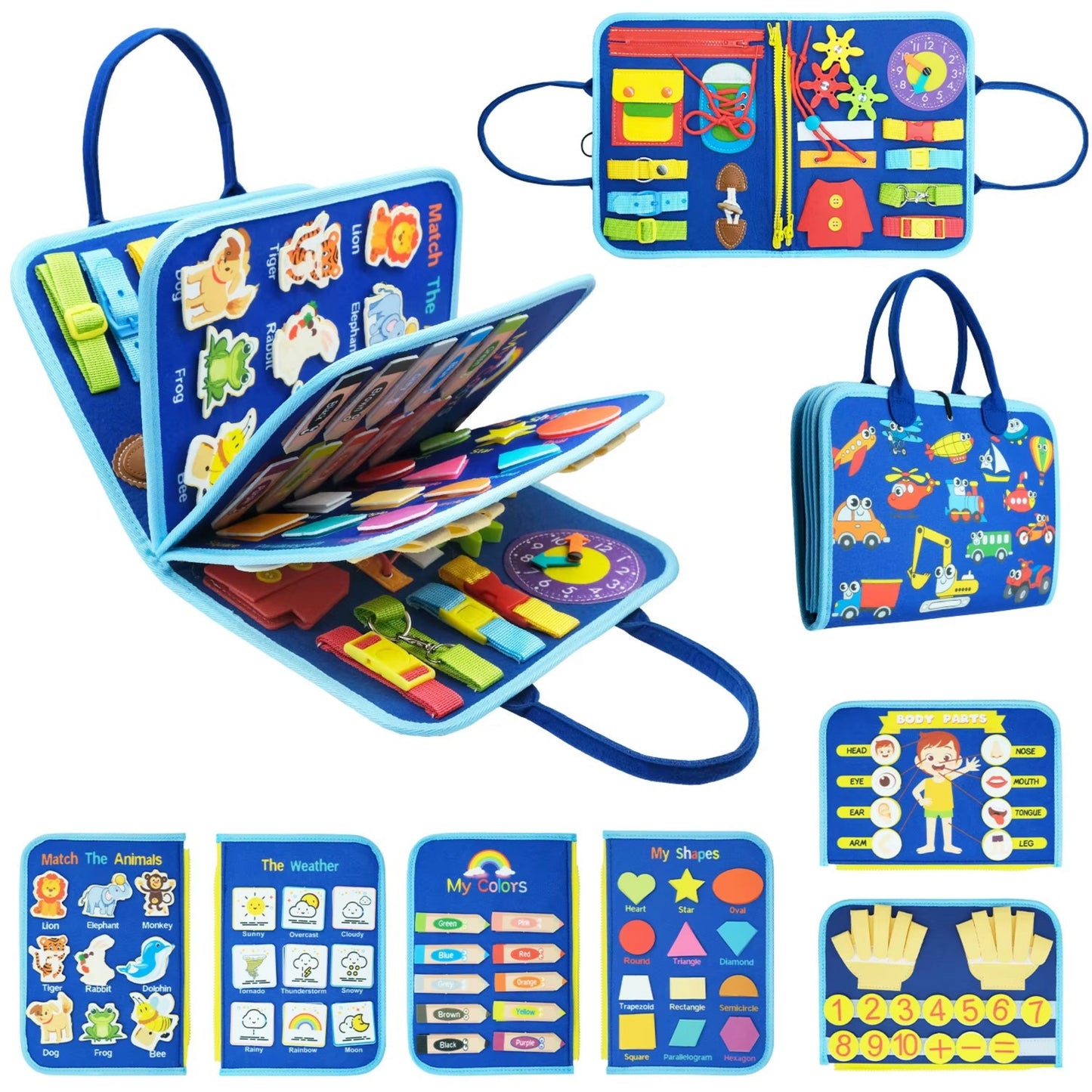 Montessori Toddler Busy Board,Autism Sensory Toys，Educational Activity Motor Skills Baby, Life Skills Learning Toys for Kids