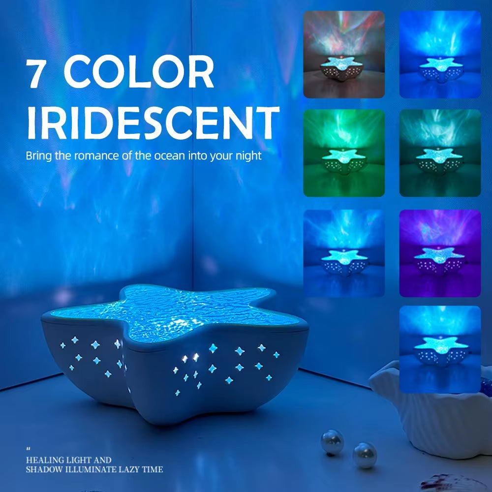 Starfish Projector Lamp Desk Room Decor Night Light Rechargeable Dreamy Ambient Light Kids Gift Festival Party Decor Nightlights