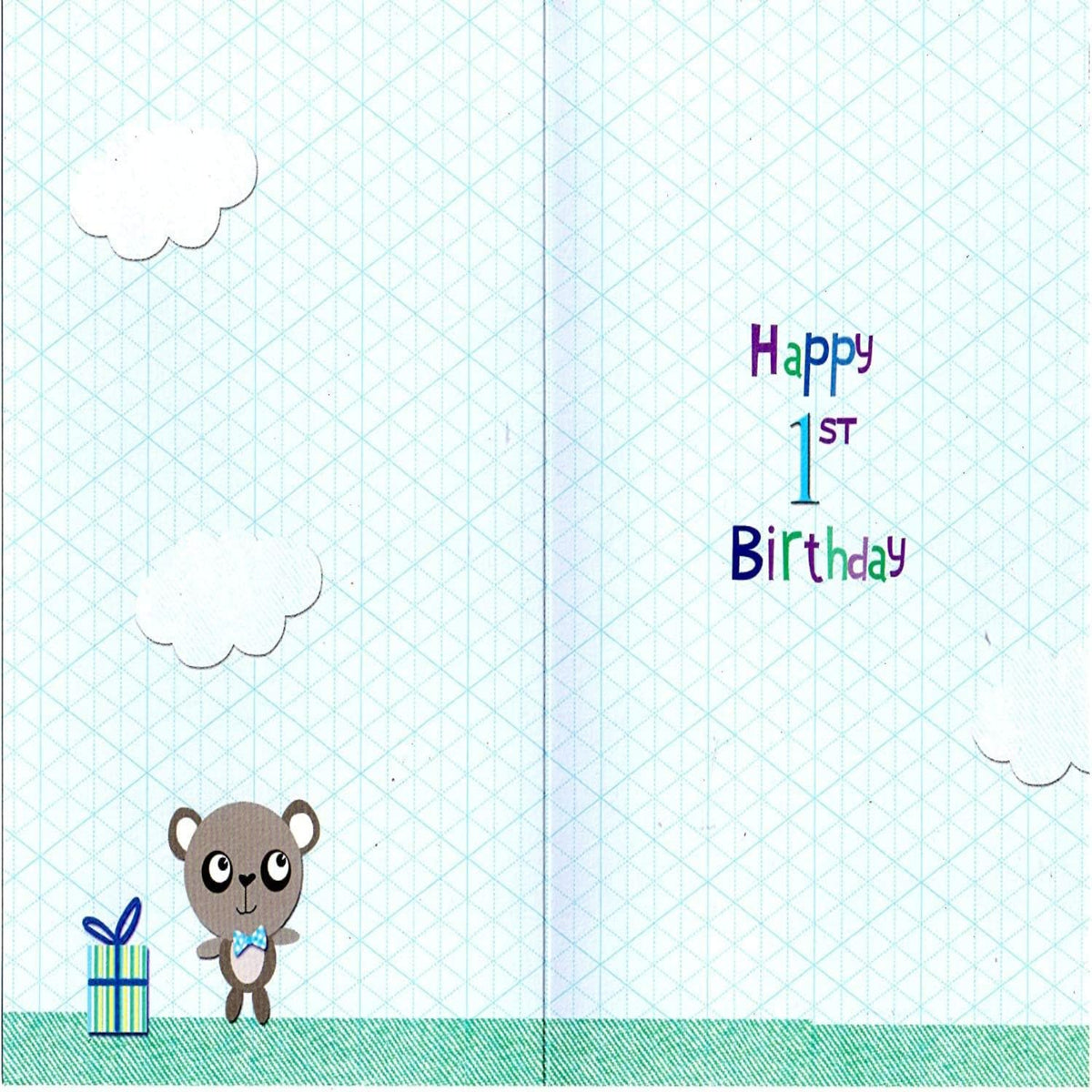1 Today Birthday Card   –    Colourful Cute Teddy First Birthday Card    -   7  x  5 inches