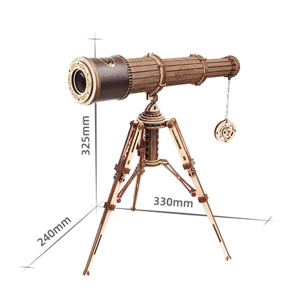 Rokr 1:1 DIY 314Pcs Telescopic Monocular Telescope Wooden Model Building Kits Assembly Toy Gift for Children Adult