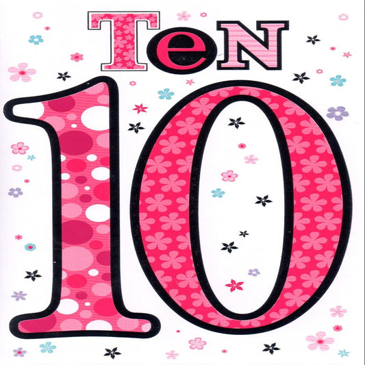 10th Birthday Card for Girl | Happy 10th Birthday Greeting Card    -   19 x 13 cm