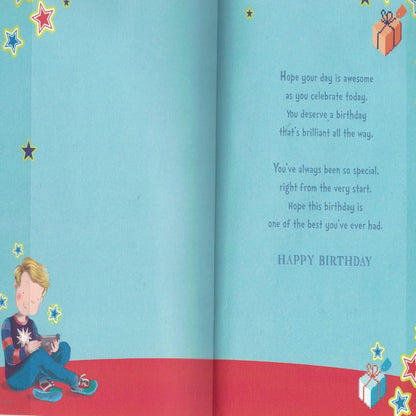 10th Birthday Card for Grandson with Badge | Happy 10th Birthday Card   -   9 X 6 inches
