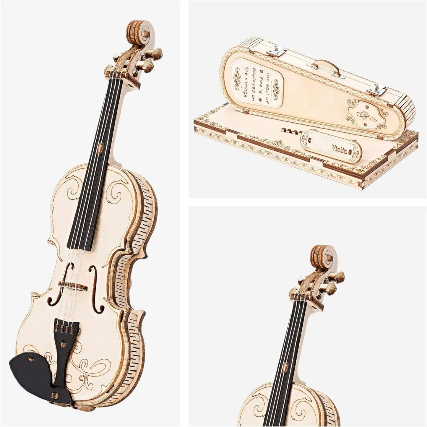 ROKR 3D Wooden Puzzle Violin Capriccio Model DIY Gifts for Boys&Girls Easy Assembly Kits Musicalbuilding Blocks TG604K