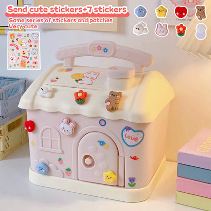 Money Box Piggy Bank Creative Cartoon Design Cute Little House Depositable Large Capacity Plastic Money Box