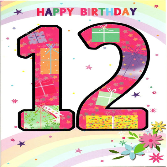 12th Birthday Card for Girl   –   Happy 12th Birthday Card    -    19  x  13 cm