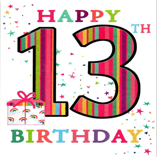 13th Birthday Card for Girl – Teenage Girl Happy 13th Birthday Greeting Card  -  19 x 13 cm