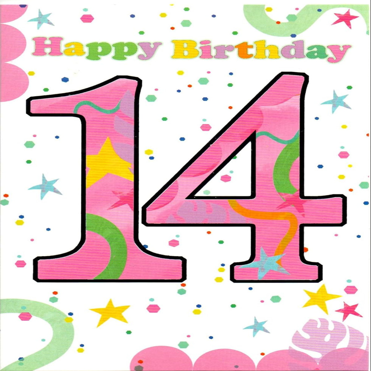 14th Birthday Card for Girl with Flowers Silver Foil    -    19  x  13 cm