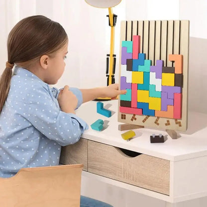 Wooden Puzzle Toy Stacking Game for Family Gathering Activity Brain Teaser STEM for Kids Adults Montessori Educational Sensory
