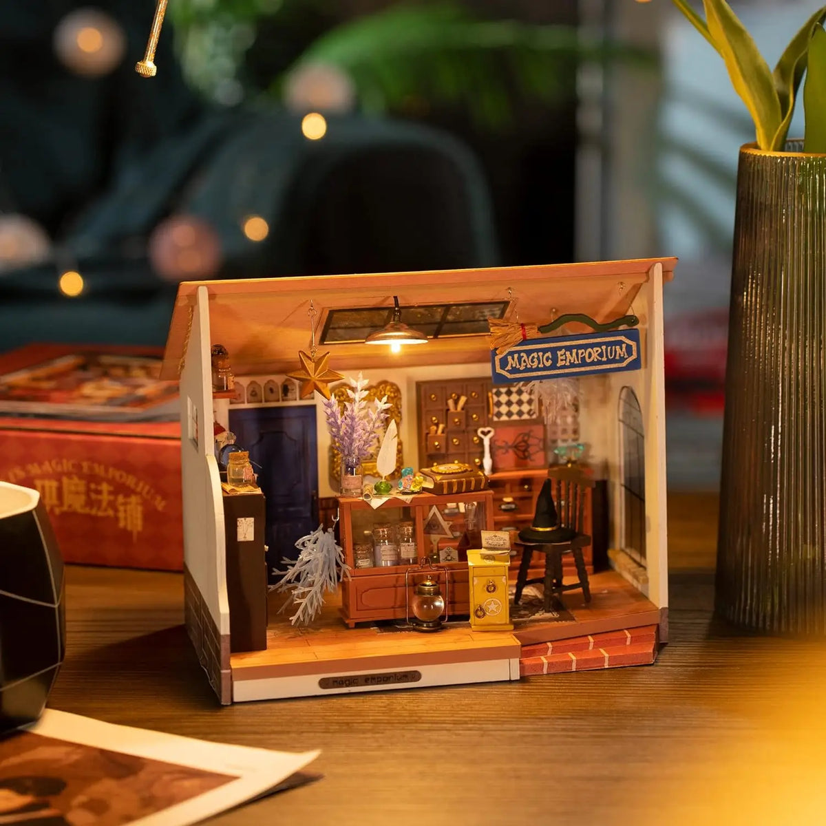 Rolife DIY Dollhouse Kiki'S Magic Emporium Decorative Ornament Kids Miniature Fantasy Magic Doll House Wooden Kit Toy