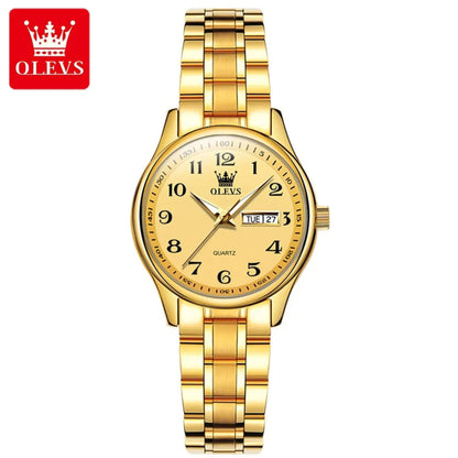 Luxury Quartz Watch for Women Elegant Stainless Steel Watch Luminous Waterproof Week Date Wristwatch Ladies Dress Watch