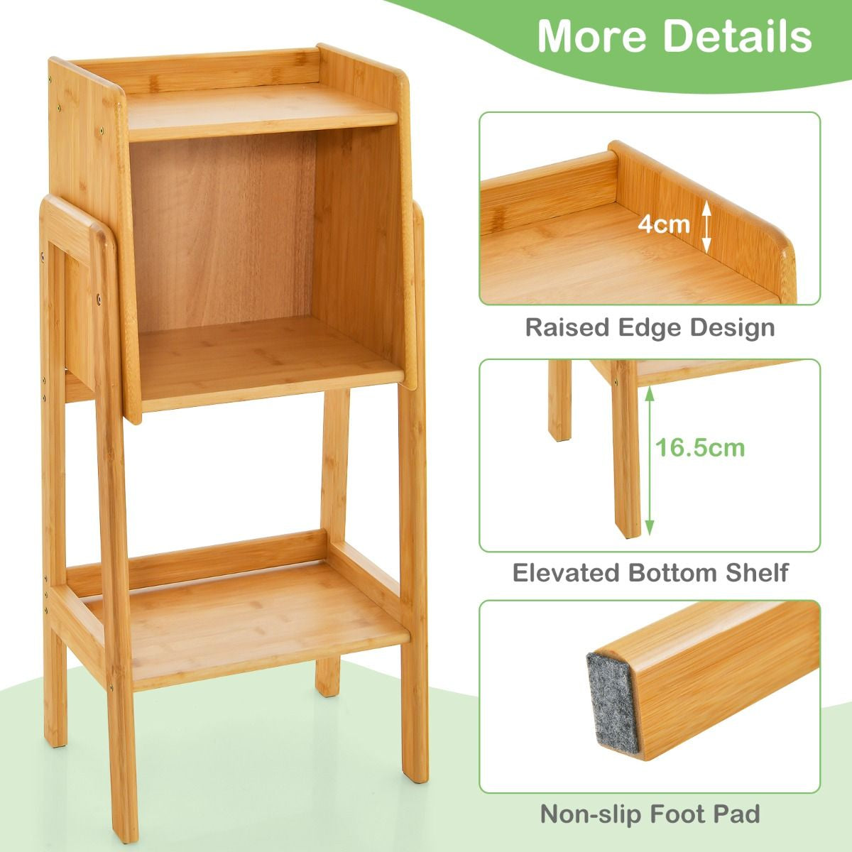 3 Tier/4 Tier Free Standing Tall Bamboo Bookshelf with Legs