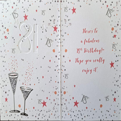 18th Birthday Card for Her   –   Ladies Happy Birthday Card  -  19  x  13 cm