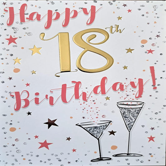 18th Birthday Card for Her   –   Ladies Happy Birthday Card  -  19  x  13 cm