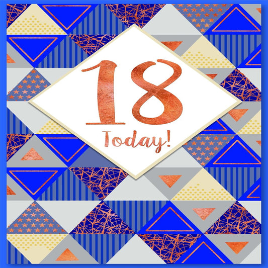 18th Birthday Card for Him Blue & Silver Foil Beer Bottles  -  9 x 6 inches