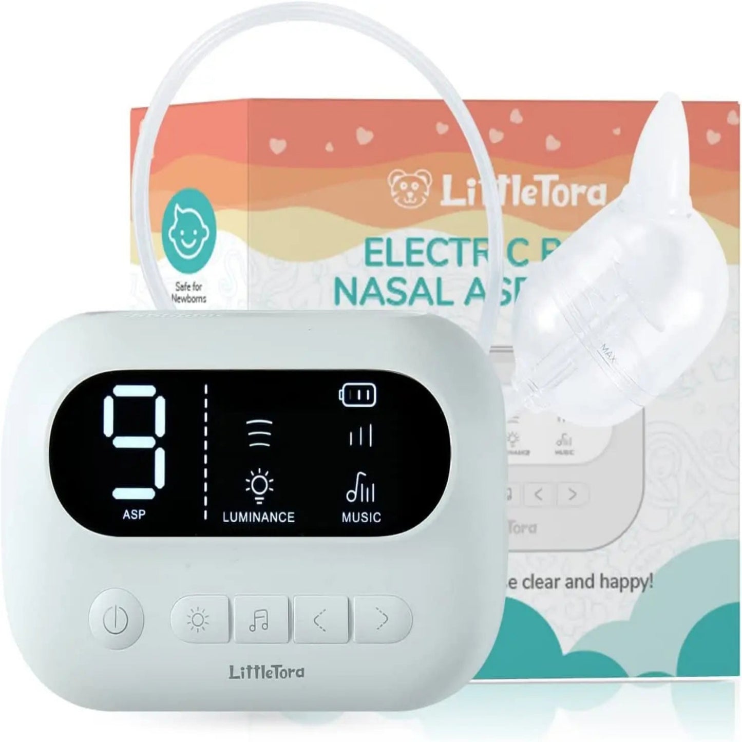 Electric Nasal Aspirator Rechargeable Automatic Nose Cleaner Soft Silicone Low Noise Soothing Music