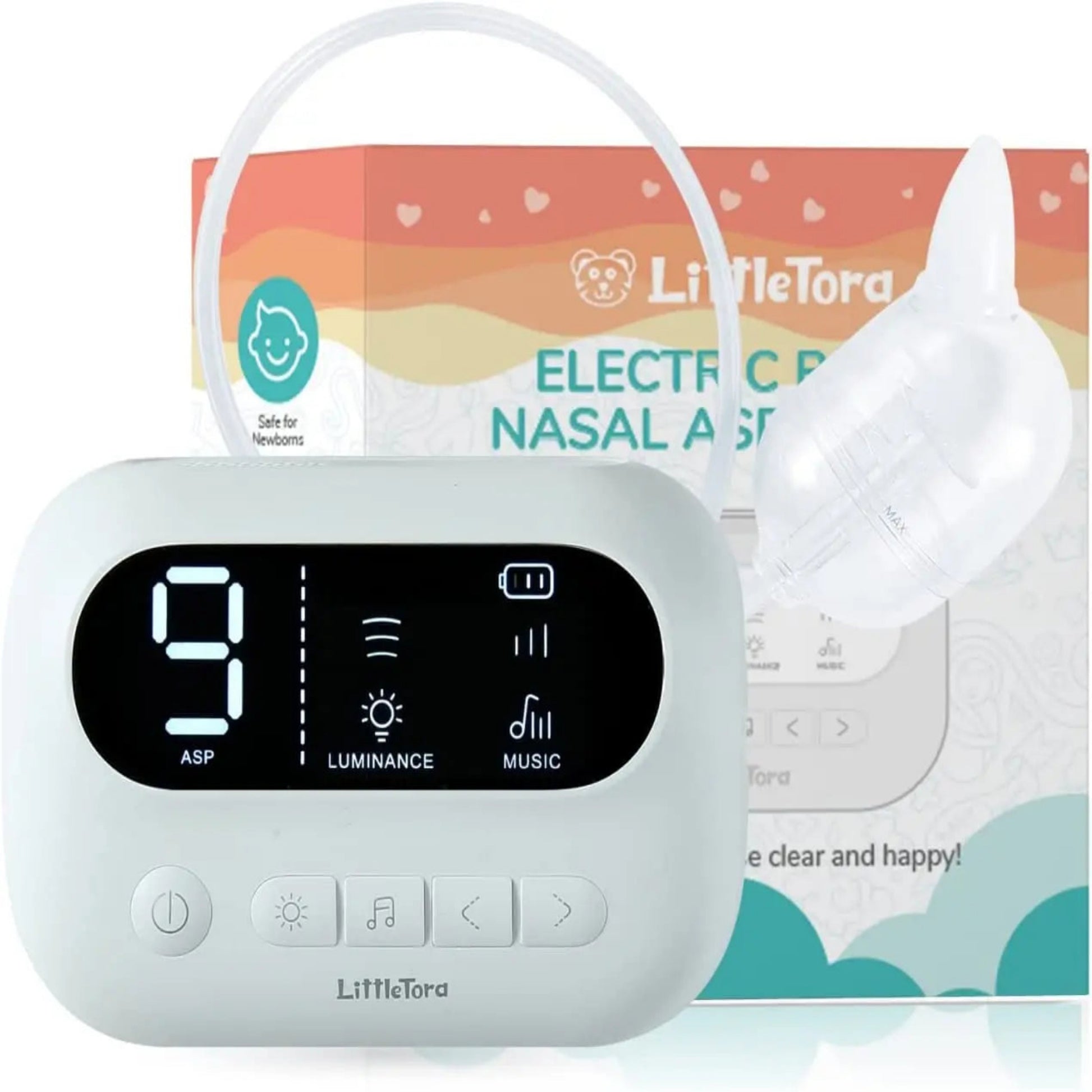 Electric Nasal Aspirator Rechargeable Automatic Nose Cleaner Soft Silicone Low Noise Soothing Music