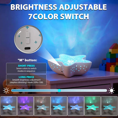Starfish Projector Lamp Desk Room Decor Night Light Rechargeable Dreamy Ambient Light Kids Gift Festival Party Decor Nightlights