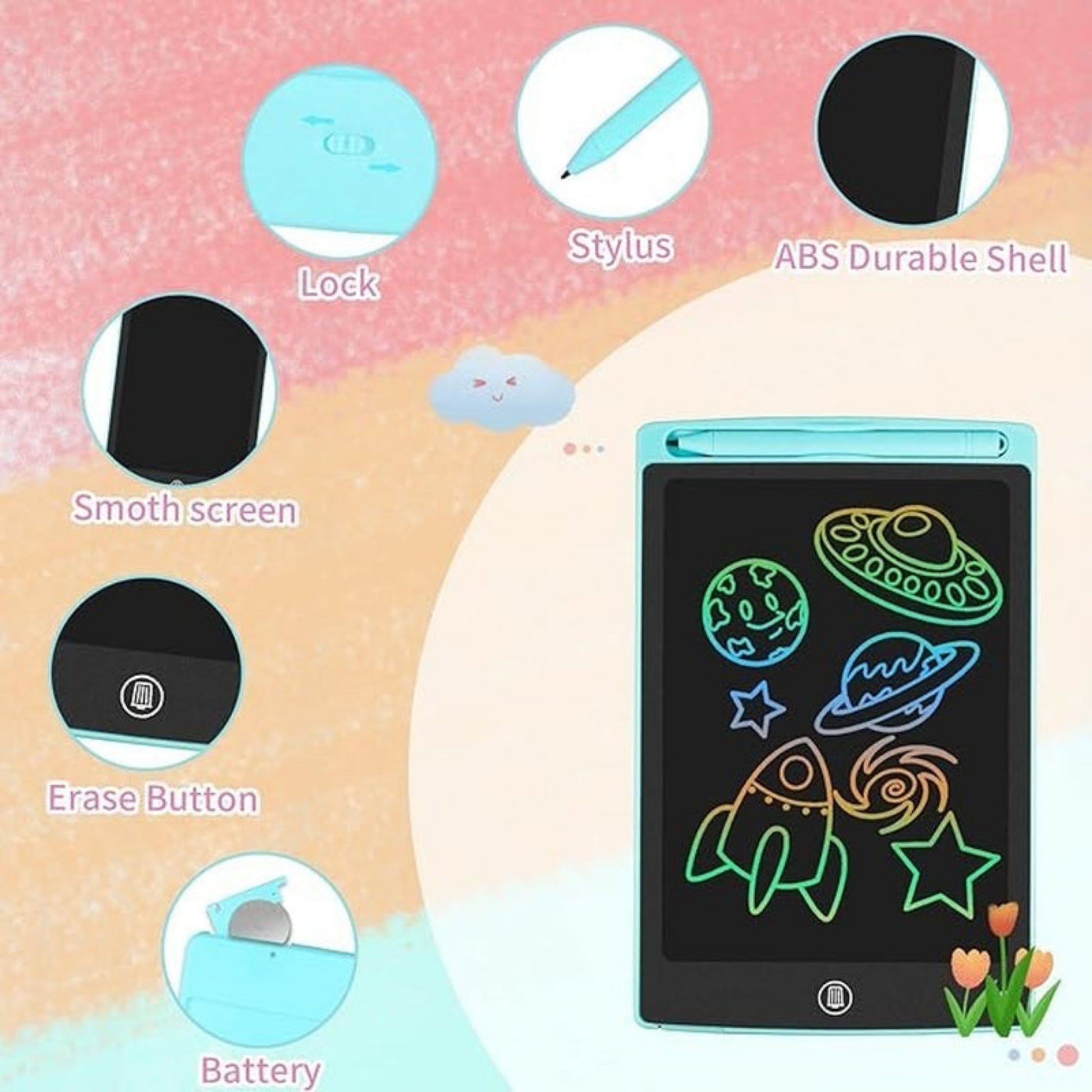 HOMESTEC 8.5" LCD Writing Tablet Drawing Board Graphic Doodle Pad Kids Toys Gift