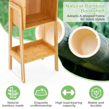 3 Tier/4 Tier Free Standing Tall Bamboo Bookshelf with Legs