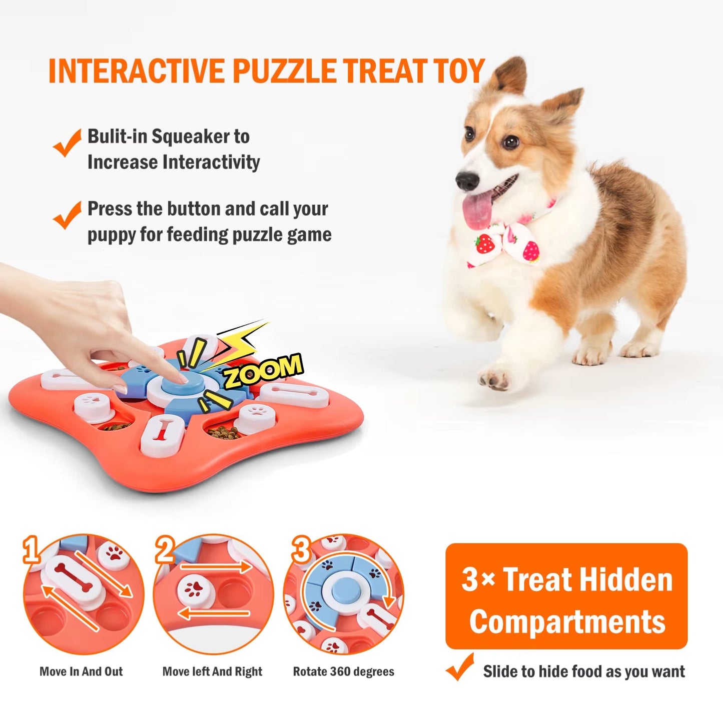 Dog Puzzle Toy for IQ Training & Mental Enrichment, Interactive Dog Toys for Large Medium Small Dogs，Dog Treat Puzzle Dispensin