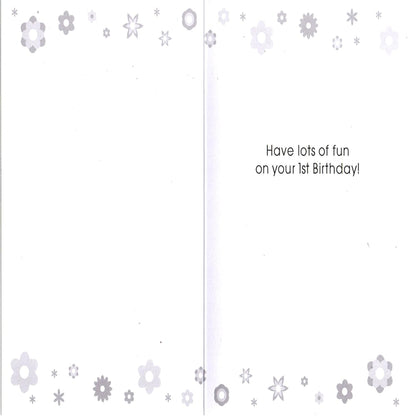 1st Birthday Card for Girl     –   Cute Happy 1st Birthday Greeting Card   -    19  x  13 cm