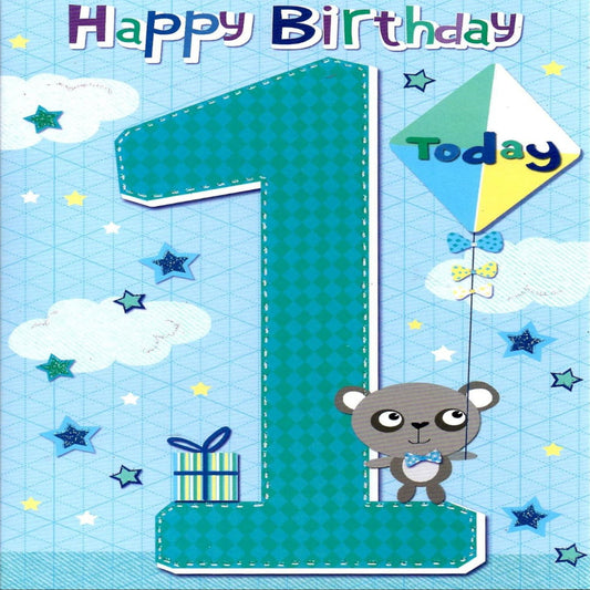 1st Birthday Card for Boy   –   First Birthday Greeting    -   19  x  13 cm