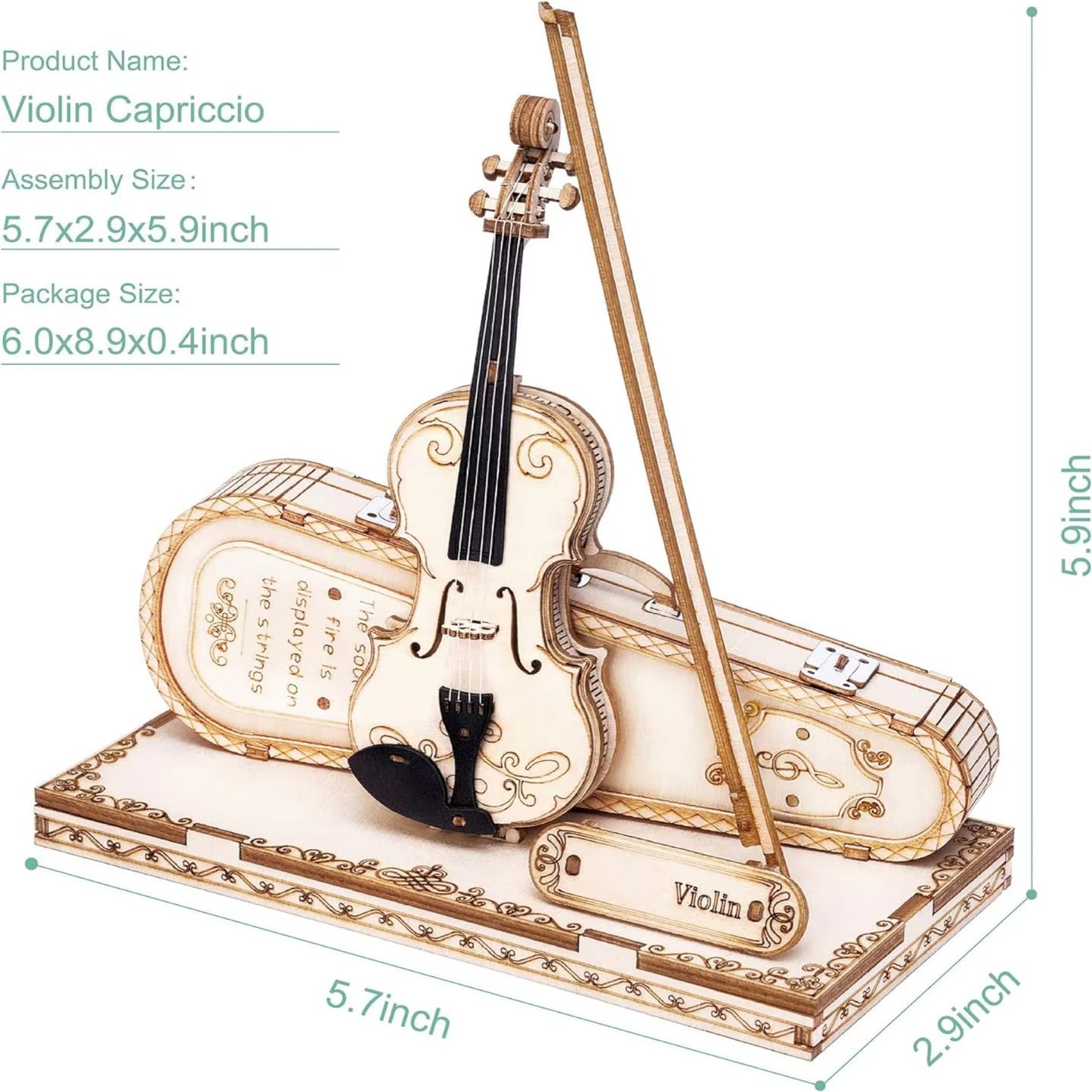 ROKR 3D Wooden Puzzle Violin Capriccio Model DIY Gifts for Boys&Girls Easy Assembly Kits Musicalbuilding Blocks TG604K